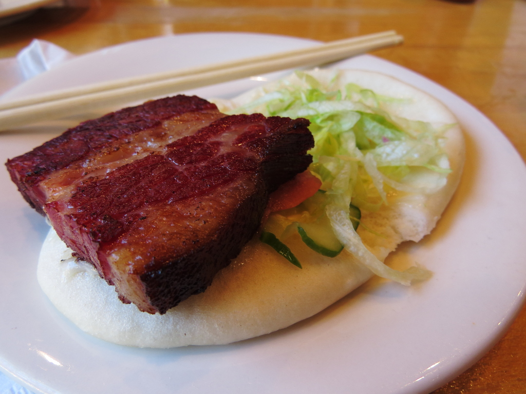 The juicy brisket in the pork bun. 