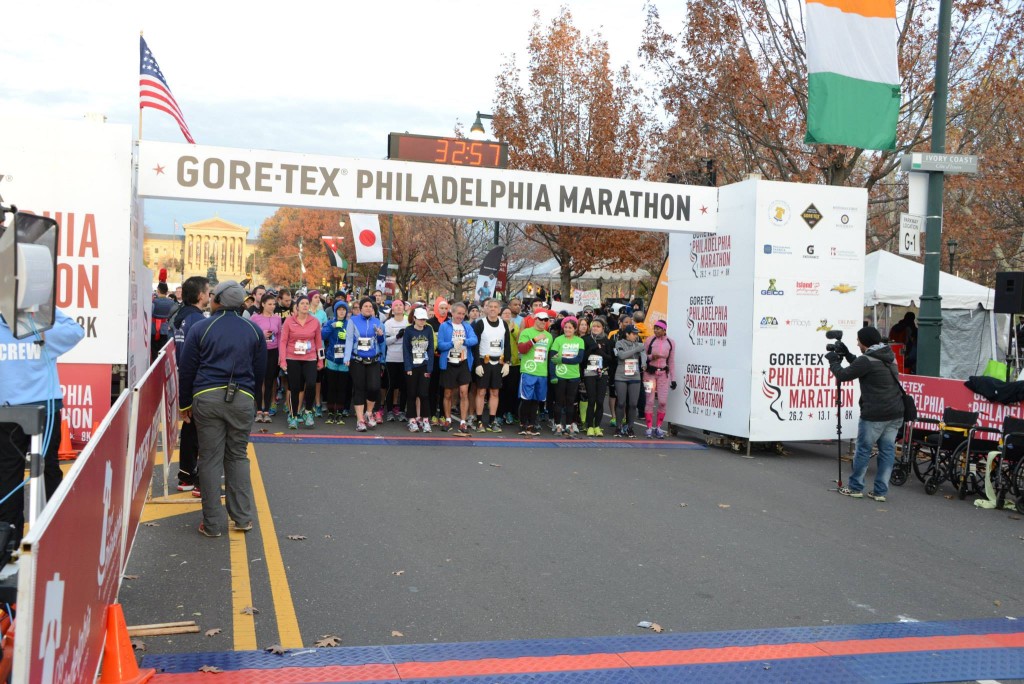 Starting line of some wave.   (c) 2014 GORE-TEX® Philadelphia Marathon
