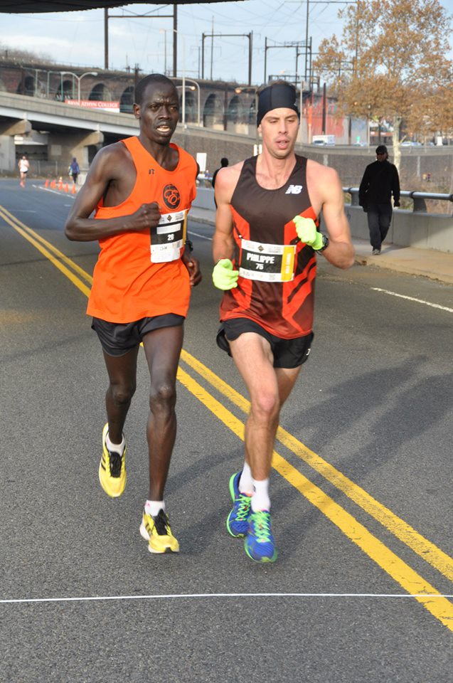 The leaders of the men's race.  (c) 2014 GORE-TEX® Philadelphia Marathon
