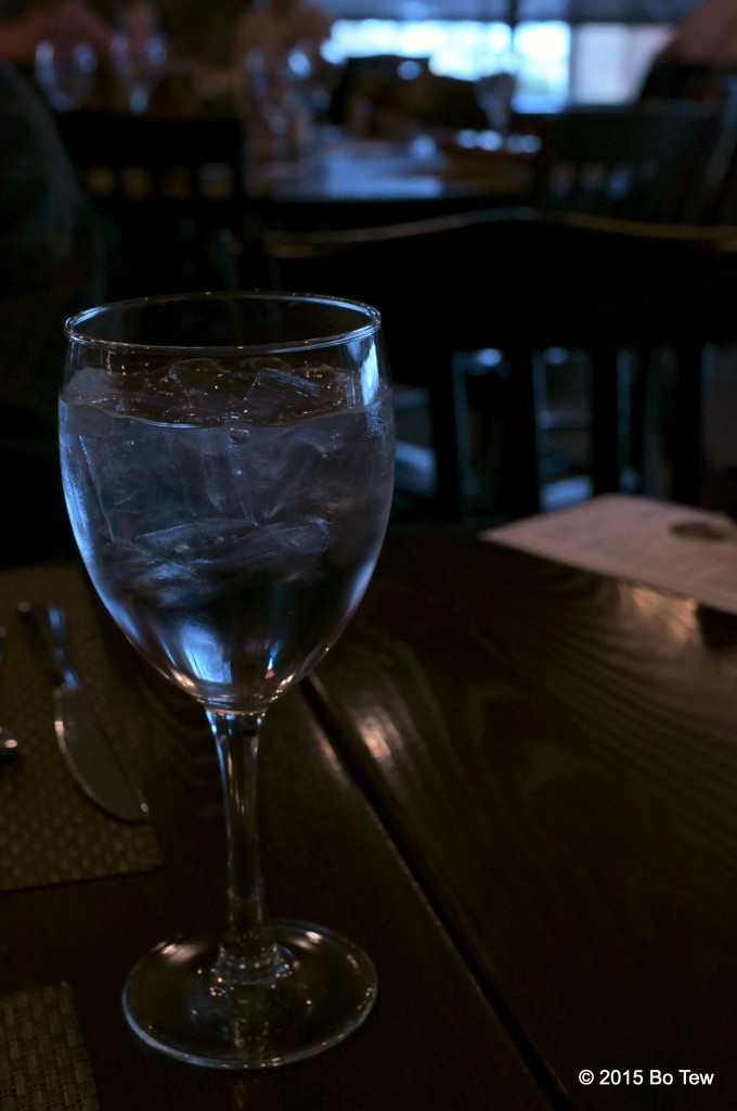 Glass of water at Redfire Grill.